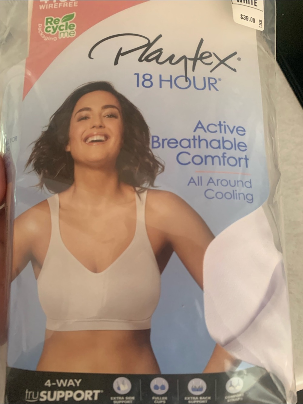 Playtex 18 Hour Wireless Bra in White/Cream